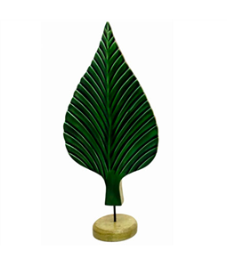 Escultura de madeira folha Thai verde